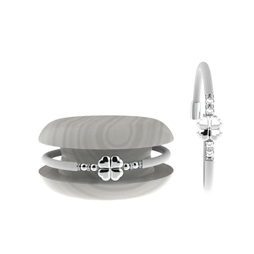 Too Late Bracciale Donna TOOLATE Caucciù con Strass e Charm, Bracciale Macaron Mignon Gioiello con Charm Cuore Stella Portafortuna 100% Made in Italy (luck, bianco)