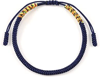 QianSiLi Filo Rosso Del Destino Braccialetti Corda, Fatto A Mano Braccialetto Rosso Bracciali Tibetani, Taglia Regolabile Braccialetto Portafortuna, Bracciale Filo Adatto A Uomini Donne Blu Marino