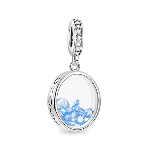 GNOCE Ciondolo Ovale Con Pietra Portafortuna in Argento Sterling 925 Con Perline Per Bracciale Collana Gioiell Regalo Per Compleanno Donne e Ragazze (Dicembre)