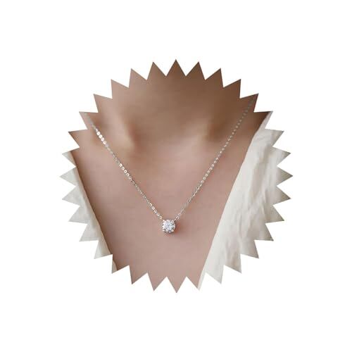 TseenYi Collana con pendente con diamante sintetico in stile semplice e bohémien, gioiello alla moda per donne e ragazze, colore argento