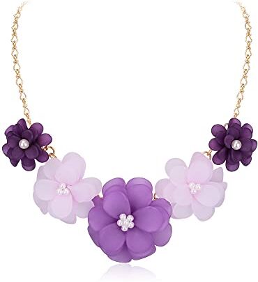 EVER FAITH Collana con colletto, collane estive di fiori viola per Donne