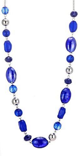 FULU AUTUMN Collana da Donna in Argento con Perline Lunghe Collana a Catena Maglione Bohémien Bigiotteria di Cristallo Regali di Compleanno per la Fidanzata(10-Sapphire)