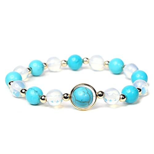 MILAKOO Bracciale in pietra naturale Bracciale con opale da donna Bracciale turchese Pietra preziosa