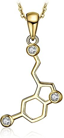 JewelryPalace 0.2ct Collana Serotonina Donna Argento 925 con Cubica Zirconia, Collana Ciondolo Pietra a Taglio Rotondo con Catena 45cm, Collane Pendenti Lunghe in Oro Anniversario Set Gioielli Donna