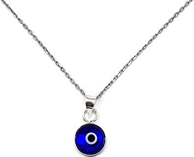 MYSTIC JEWELS By Dalia – Collana contro il malocchio di cristallo blu, come portafortuna – In argento Sterling 925 – Collana da 40 a 45 cm di lunghezza, come regalo per proteggere dal malocchio