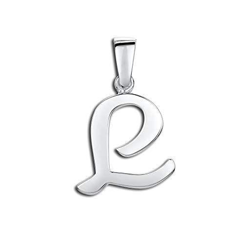 Amberta Gioielli Ciondolo a Forma di Iniziale in Argento Sterling 925 Pendente Classico per Donna alla Moda Lettera L