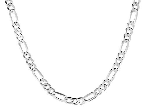 QUADRI Collana in Argento 925 elegante con Catena modello Figaro Collana Uomo e Donna idea regalo larghezza 5 mm lunghezza 61 cm Certificato Made in Italy