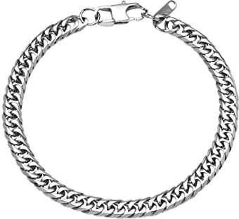 flintronic Bracciale Uomo a Catena Cubana Grossa Robusta， Bracciale Donna Uomo, Bracciale Braccialetto Uomo, Braccialetto Catena in Acciaio Inox, 6 * 21 cm, Regalo Perfetto (Con Fibbia Ad Estensione)