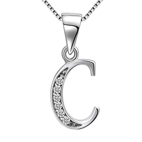 Aurora Tears 925 sterline d'Argento C Lettera Collana Iniziale C Pendente Alfabeto con Cubic Zirconia Gioielli Incontri Regali per Le Donne