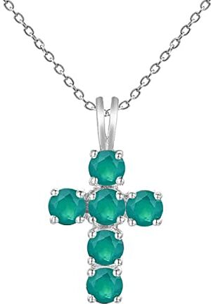 YTGLQAZ Collana Collane A Catena Per Le Donne Gem'S Natural Blue Topaz 925 Sterling Silver Gemstone Cross Collane Con Ciondolo Per Le Donne Fine Collares Gift Greenagate