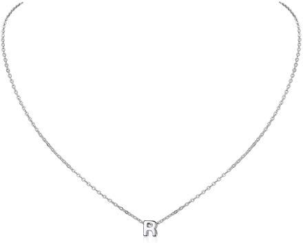 ChicSilver Collanina Argento 925 Donna con Ciondolo Collanina con Lettera Donna R Collane in Argento con Iniziale R con Confezione Regalo