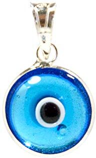 MIZZE Made for Luck Ciondolo di Fascino in Vetro con Occhio di Leone da 10 mm in Argento Sterling 925-14 Colori Disponibili (Transparent Light Blue)