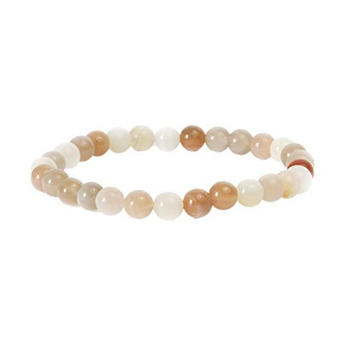 Garaulion Bracciale Pietra di Luna Naturale 6 mm   E Book Offerto   Gioielli Perle Palla Uomo Donna Coppia, Regalo Papà Mamma (Pietra di Luna)