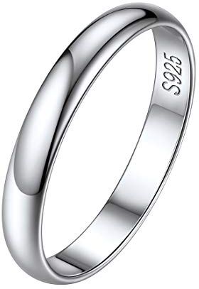 ChicSilver Anelli Argento 925 Donna-Anello Mignolo Anelli Semplici Uomo Anello da Donna 3mm Misura 7 Confezione