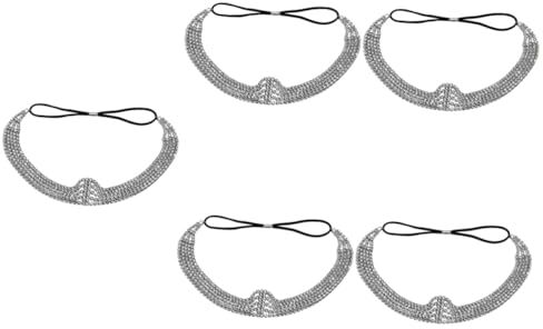 Ipetboom 5 Pz Fascia con strass a strati di fascia di strass fascia di diamanti tiara catena della testa di strass accessorio per da sposa personalità pendente