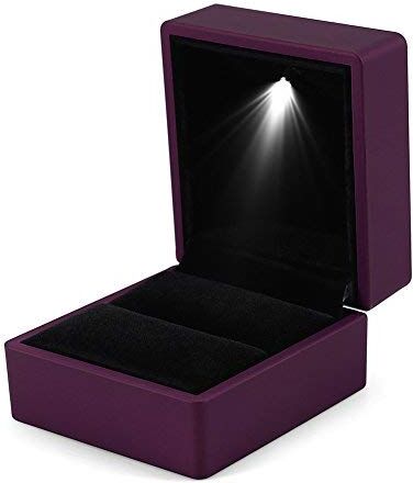 ZJchao Scatola per anelli alla moda con LED luminoso, cofanetto porta gioielli Violet