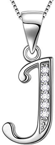 Aurora Tears 925 sterline d'argento J Lettera Collana iniziale J pendente alfabeto con cubic Zirconia gioielli incontri regali per le donne DP0045J