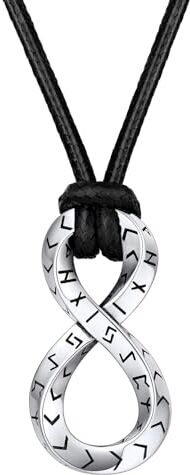 FaithHeart Collana Uomo Pelle Ciondolo Vichingo Collana Vichinga Rune Argento Nero Anello Mobius Collana in Cuoio Impermeabile e Resistente al Sudore Lunghezza 16"-31