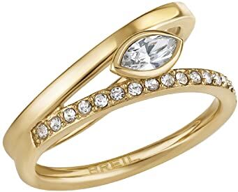 Breil , My Lucky Collection, Anello Donna Intersection , Collezione Gioielli Giulia Salemi, in Acciaio Colorato, con Cubic Zirconia, Colore Gold, Misura 16