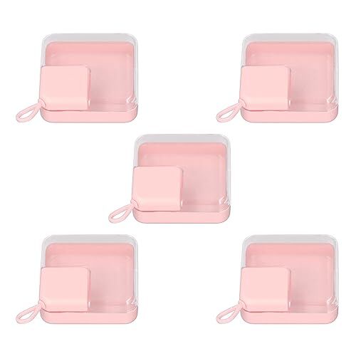 Socobeta Scatola Portaoggetti Trasparente Rosa da 5 Pezzi Contenitore Piccolo in Plastica Trasparente Portatile per Gioielli Orecchini