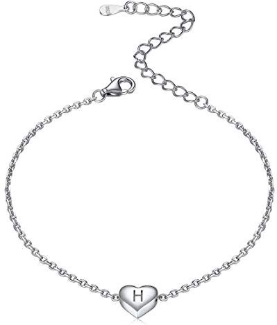 ChicSilver Bracciale con Iniziale H -Bracciale Argento 925 Donna con Ciondolo a Cuore -Catena Regolabile, con Confezione Regalo