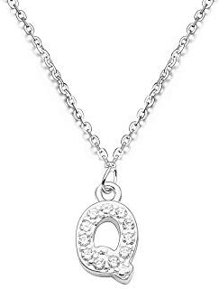 bifriend S925 Argento 26 Lettera Inglese Lettera Collana Di Cristallo Per Le Donne Ragazza Miglior Regalo (Q)