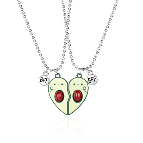 QIUJUNDE 2 pezzi verde Avocado Collana Amicizia Set per bambini ragazze coppie donne, cuore signore ciondolo Hasl catena gioielli regali per BFF Coppia migliori amici fidanzata compleanno