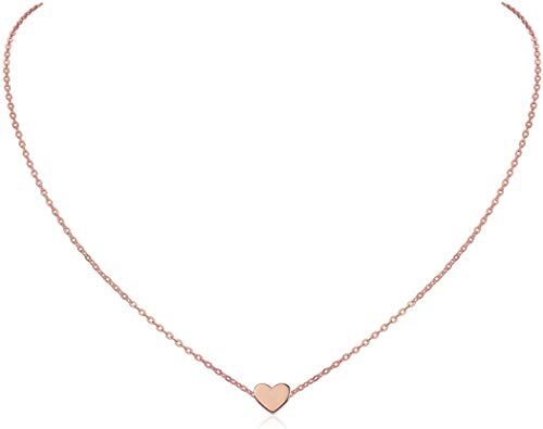 ChicSilver Collana Donna in Argento Sterling 925, Cindolo Cuore Piccolo Delicato, Collana Amicizia, Catena Clavicolare, Oro Rosa Regalo Perfetto