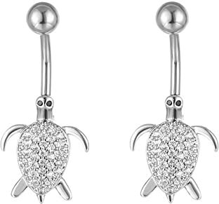 Daesar Anello Piercing Ombelico 2 Pezzi, Piercing Ombelico Acciaio Chirurgico Zirconi Tartaruga Piercing Pancia Argento Gioielli per Il Corpo Sexy