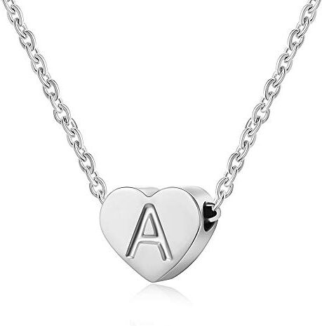 AFSTALR Girocollo da donna in argento con piccolo ciondolo a forma di cuore, con iniziale , ideale per ragazze e Acciaio inossidabile, colore: S, cod.