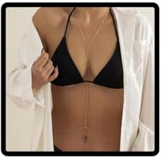 Cubahop Crystal Metal Bead Body Chain Pearl Reggiseno Sexy Bikini Paillettes Gioielli Del Corpo Catene Della Collana per Le Donne e Ragazze (A-oro)