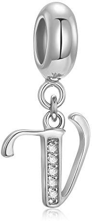 Fantasticharm fits Pandora Bracelet Charm con pendente a forma di lettera dell’alfabeto “A”, in argento Sterling 925 autentico con cristalli. Compatibile con la maggior parte dei braccialetti e delle collane di marche europee Letter V