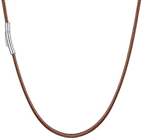 U7 Collana Uomo Donna in Corda di Cera, Marrone Catenina Uomo Pelle Impermeabile Sintetica, 2 mm Larghezza Chain Catena Collana Sottile, 41 cm Lunghezza Collana caucciù Uomo Donna