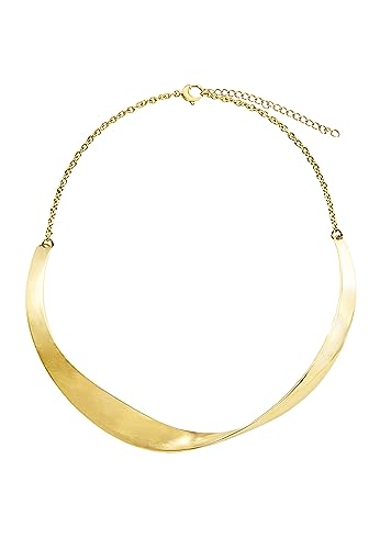 Breil , Collezione Retwist, Collana Donna in Acciaio Specchiato IP Gold, con Parte Rigida Sinuosa, Idee Regalo Donna e Ragazza, con Pratica Chiusura e Lunghezza Regolabile 39-45 cm, Colore Gold