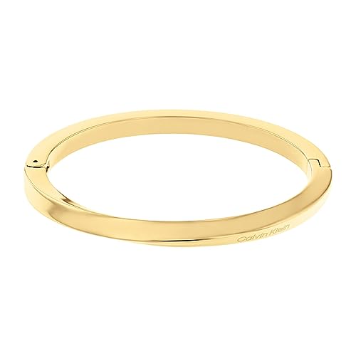 Calvin Klein Bracciale da Donna Collezione Twisted Ring in Acciaio Inossidabile, Giallo Oro