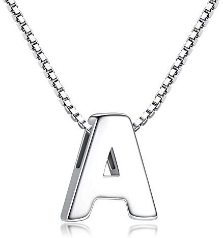 Candyfancy Collana Iniziale Argento 925 Donna Lettera Alfabeto Pendenti Nome A-Z Ciondolo Piccolo Catena 18 Pollice (Catena Ciondolo Lettera A)