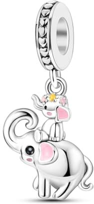 NARMO 925 Sterling Silver Madre e Bambino Elephant Charms Carino Elephants Dangle Bead Charm per Bracciali e Collana