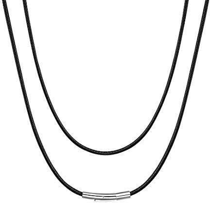 ChainsHouse Uomo Donna Collana in Corda di Cera Intrecciata Impermeabile Nero/Marrone 2 / 3mm Larghezza 16-30" Collana in Pelle Fai-da-Te per Pendente con Fermaglio in Acciaio Inossidabile