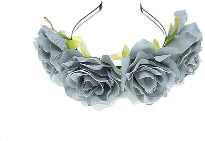 YEAMKE Tessuto imitazione europea e americana grande cerchietto fiore rosa ornamento capelli vintage, grigio 61-4