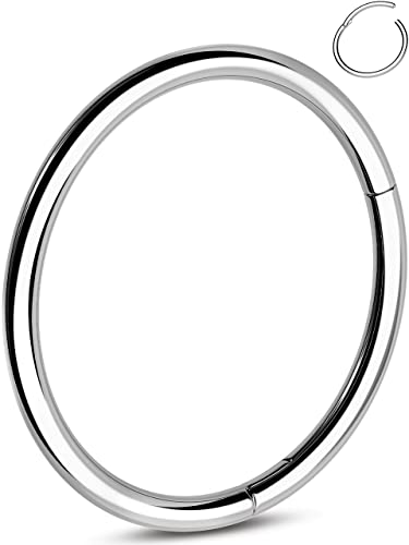 OUFER G23 Piercing per naso in titanio con incisione a cerchio, per cartilagine, oro elica, 20 G, Daith Rook Conch con narice incernierata, 0.8 mm, regalo da uomo e donna, 6 mm