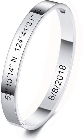 MeMeDIY Braccialetto Personalizzato con Incisione ID Identificativo Nome Personalizzato per Bracciale Rigido da Donna in Acciaio Inossidabile da Donna (Taglie Piccole e Grandi, 6 Colori) B1