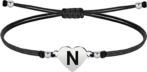 cotigo Bracciale lettera iniziale N cordino in acciaio cerato Bracciale donna o uomo con iniziale nome Bracciale con lettera incisa