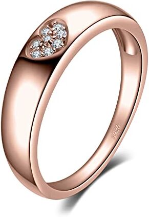 JewelryPalace Cuore Anelli Donna Argento 925, Fedine Fidanzamento, Diamante Simulato Zirconi Anniversario Matrimonio Promessa Sposa Bande Anelli Donna in Oro Rosa, Gioielli Donna 16