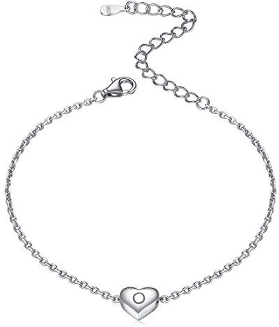 ChicSilver Bracciale con Iniziale O -Bracciale Argento 925 Donna con Ciondolo a Cuore -Catena Regolabile, con Confezione Regalo