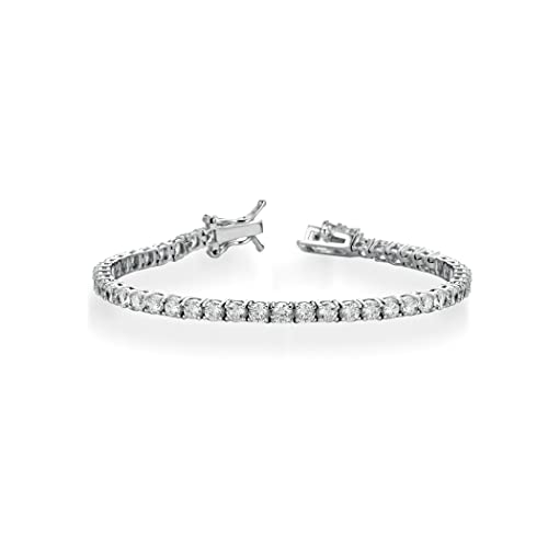 Donipreziosi Bracciale Tennis Bianco in Argento 925 Rodiato con Zirconi Bianchi taglio Brillante, Spessore Pietra 3 mm Lunghezza 16 cm Uomo e Donna Unisex