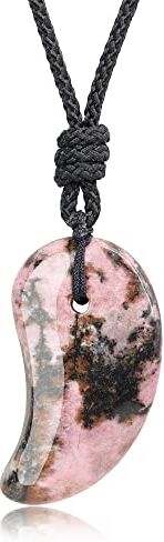 COAI Collana Pendente Unisex con Ciondolo Giapponese Magatama dei Tre Sacri Tesori in Rodonite