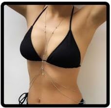 Cubahop Crystal Metal Bead Body Chain Pearl Reggiseno Sexy Bikini Paillettes Gioielli Del Corpo Catene Della Collana per Le Donne e Ragazze (B-argento)