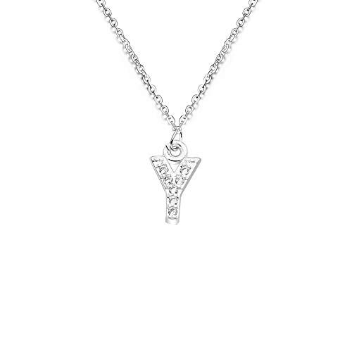 bifriend S925 Argento 26 Lettera Inglese Lettera Collana Di Cristallo Per Le Donne Ragazza Miglior Regalo (Y)