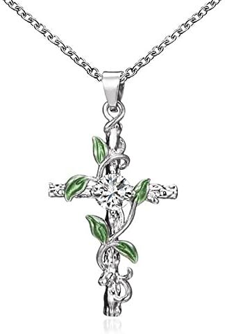 Dishowme Collana con ciondolo croce infinito Collana con crocifisso a forma di cuore in cristallo Collana religiosa cristiana fortunata 8 gioielli per donne ragazze adolescenti (Argento A)