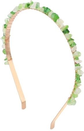 ERICAT Cerchio for capelli in pietra con chip for donna Ragazza Chip Stone Ametiste Quarzo rosa rosa Citrino Avventurina Copricapo Accessori for capelli (Color : Green Agate)